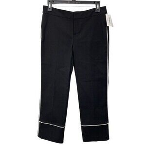 NWT Ecru Black Cropped Pants with‎ White Piping Size 2